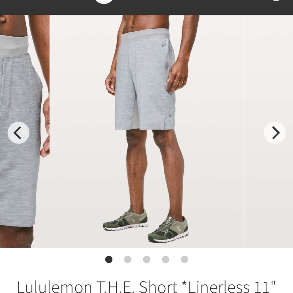 Lululemon T.H.E. Short Linerless 11”Mens M Heather Allover Sea Salt Light Cast